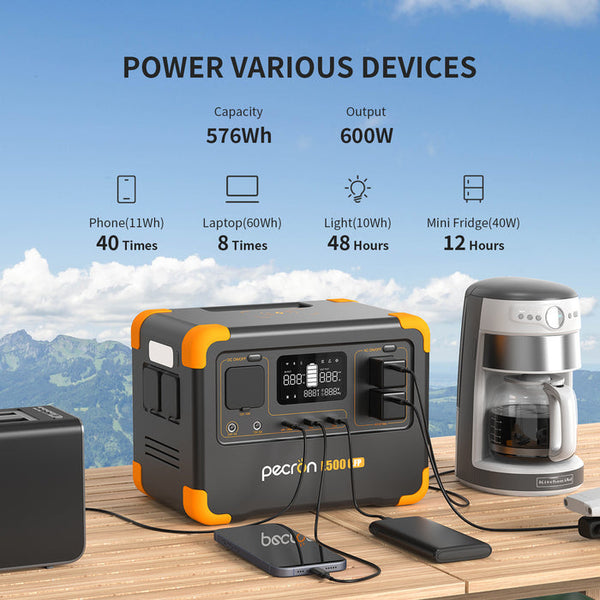 PECRON E500LFP Portable Power Station 600W 576Wh LiFePO4